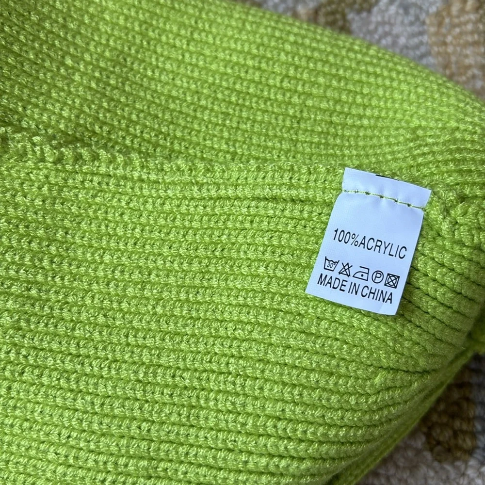 🍦HOST PICK🍦Rainbow Unicorn Birthday Surprise Smiley Beanie Bright Green LIME nwt
